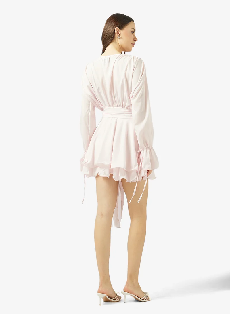 جينجر Gather Detail Dress with Crosage